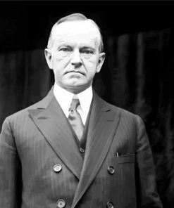 Calvin Coolidge In Black And White paint by numbers