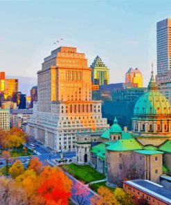 Montreal Buildings At Sunset paint by numbers