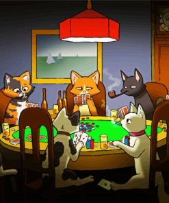 Cats Playing Poker At Night paint by numbers