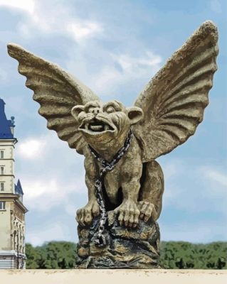 Chained Cathedral Gargoyle Garden Statue paint by numbers