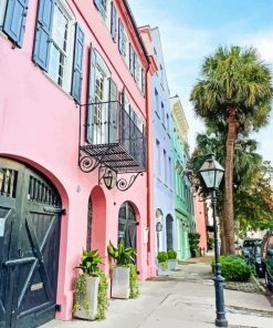 Rainbow Row In Charleston paint by numbers