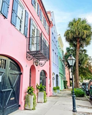 Rainbow Row In Charleston paint by numbers