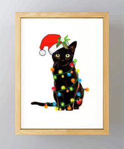 Christmas Black Cat Framed paint by numbers