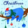 Christmas Blue Sloth paint by numbers