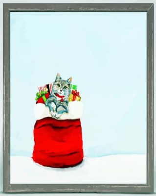 Christmas Cat With Gifts paint by numbers