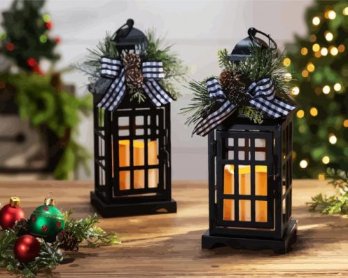 Christmas Light Lanterns paint by numbers