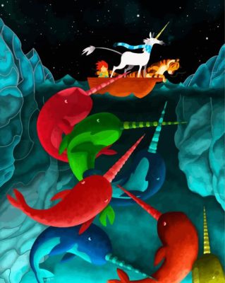 Colorful Narwhal paint by numbers