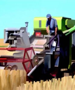 Combine Harvester Illustration Art paint by numbers