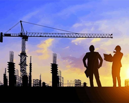 Construction Workers Silhouette paint by numbers
