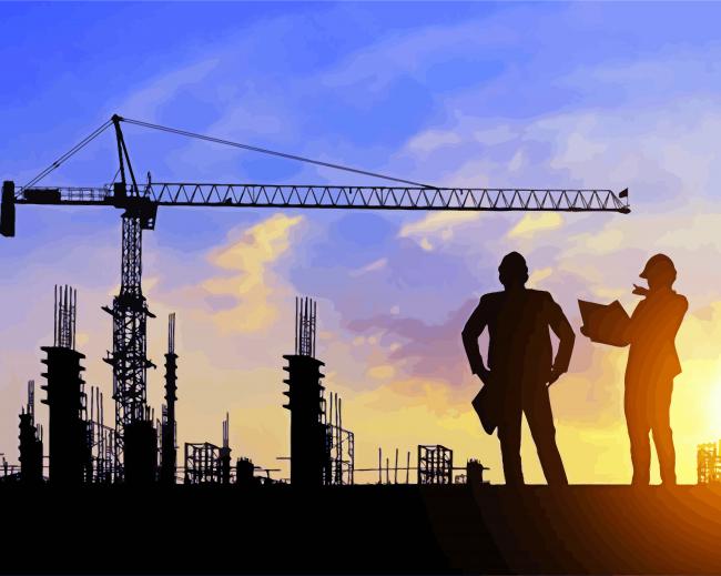Construction Workers Silhouette paint by numbers