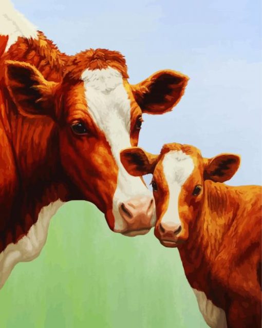 Aesthetics Cow And Calf paint by numbers