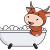 Cartoon Cow In Bathtub paint by numbers