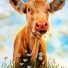 Cow Eating Daisies paint by numbers