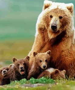 Mama Bear And His Cute Babies paint by numbers