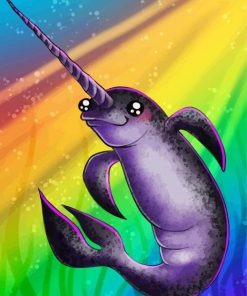 Cute Narwhal And Rainbow paint by numbers