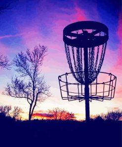 Disc Golf Silhouette At Sunset paint by numbers