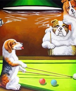 Dogs Playing Pool And Smoking paint by numbers