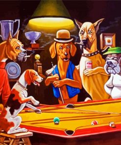 Dogs Playing Pool Art paint by numbers