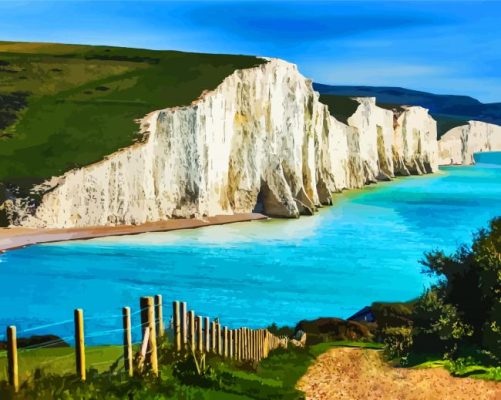 White Seven Sisters Cliffs paint by numbers