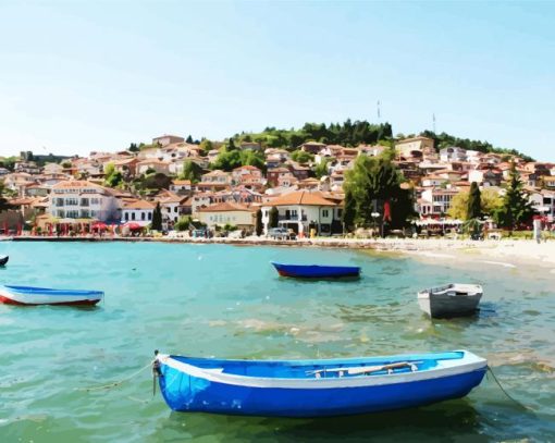 Boats In Lake Ohrid paint by numbers