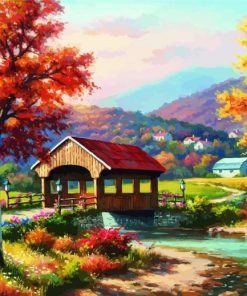 Fall Covered Bridge paint by numbers