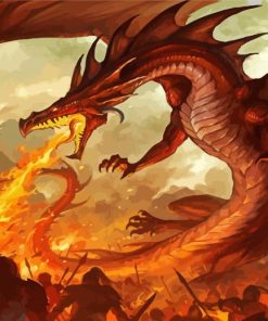 Dragon Breathing Fire Art paint by numbers