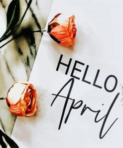 Hello April With Flowers paint by numbers