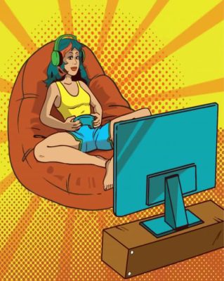 Gamer Girl Pop Art paint by numbers