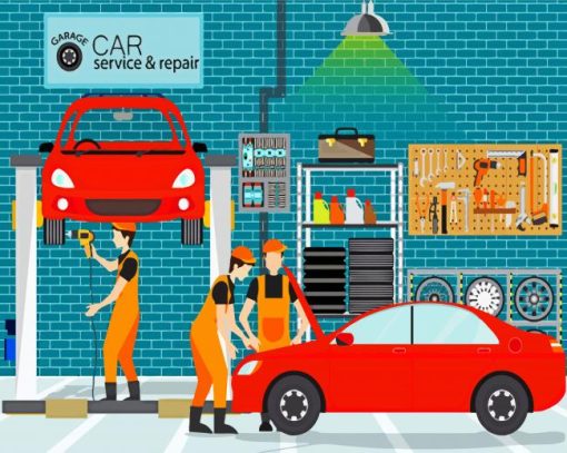 Garage Car Repairs paint by numbers