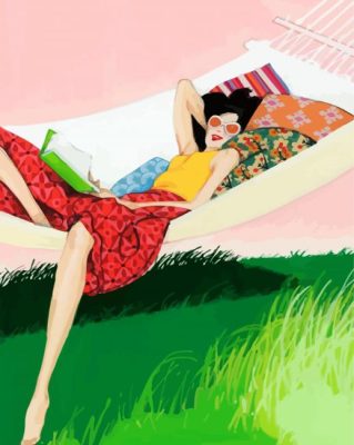 Relaxing And Reading On Hammock paint by numbers