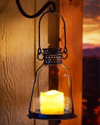Glass Lantern With Candles paint by numbers