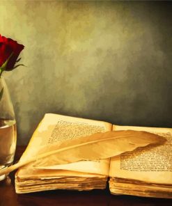 Rose And Vintage Book paint by numbers