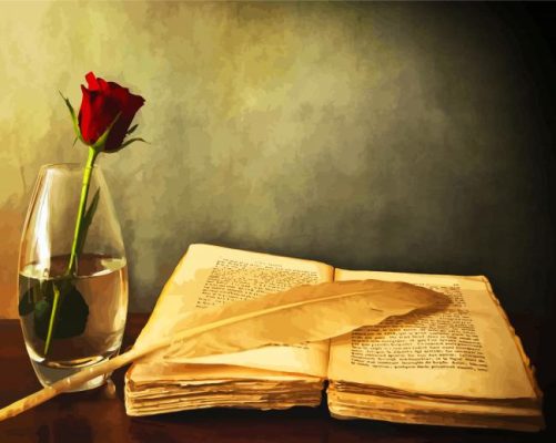 Rose And Vintage Book paint by numbers
