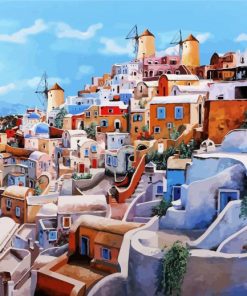 Santorini Island Buildings paint by numbers