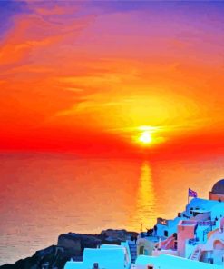 Greek Island At Sunset paint by numbers