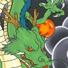 Green Japanese Dragon paint by numbers