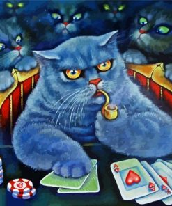 Grey Cats Playing Poker paint by numbers