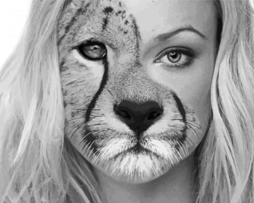 Half Girl Half Lion paint by numbers