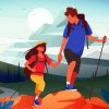 Illustration Couple Hiking paint by numbers