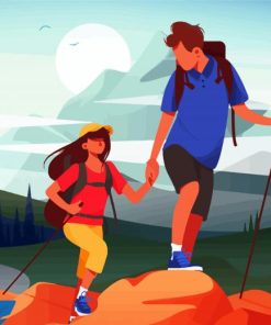 Illustration Couple Hiking paint by numbers