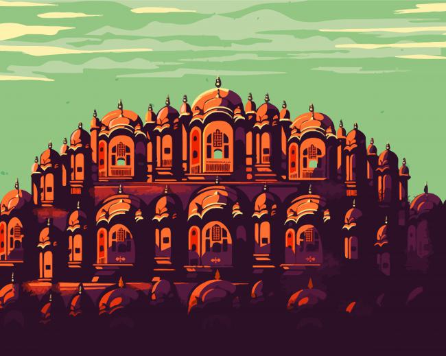 Illustration Hawa Mahal paint by numbers