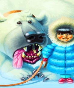 Inuit Girl And Polar Bear paint by numbers