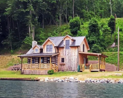 Lake Wooden Cabin paint by numbers