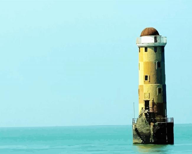 Lighthouse Building In Sea paint by numbers