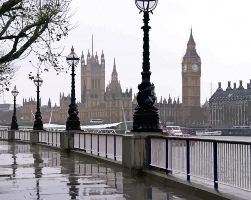 Aesthetic London In The Rain paint by numbers