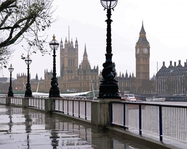 Aesthetic London In The Rain paint by numbers