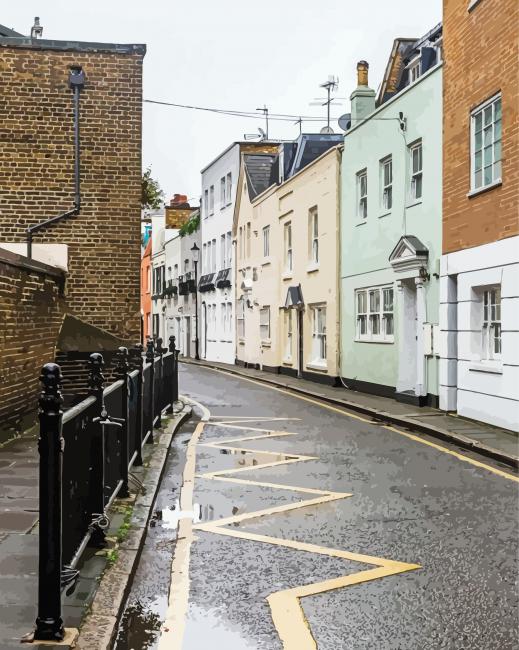 London Street In The Rain paint by numbers