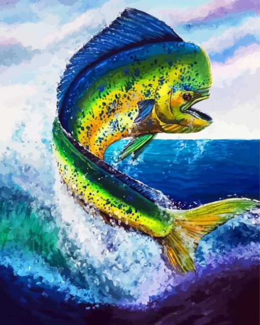 Mahi Mahi Jumping paint by numbers