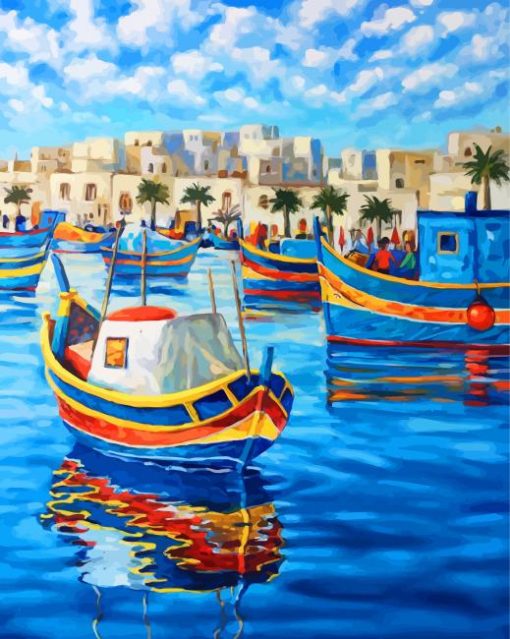Malta Fishing Boats paint by numbers