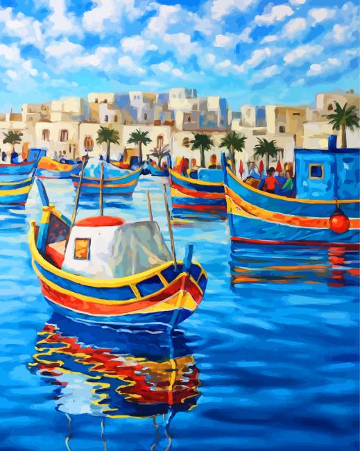Malta Fishing Boats paint by numbers